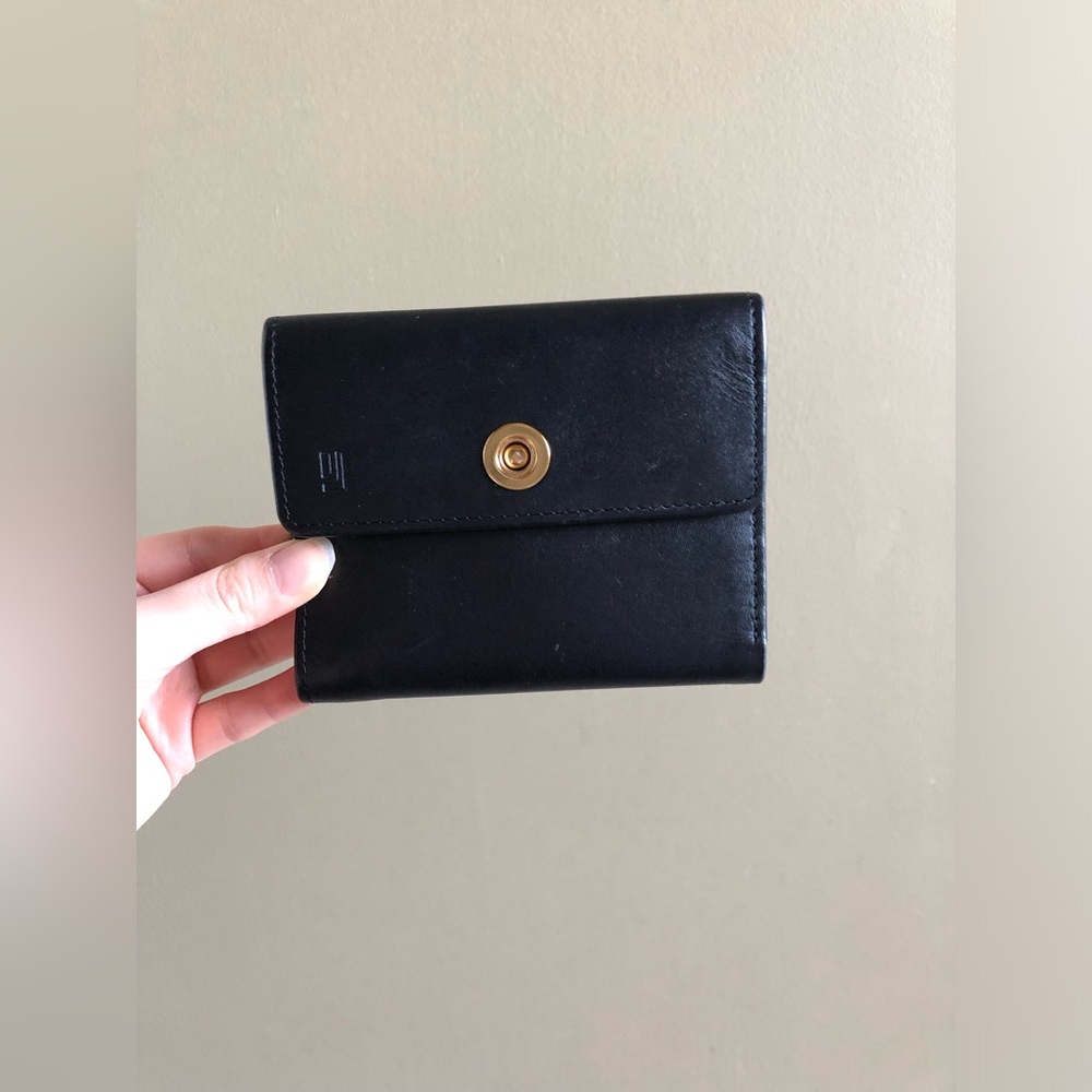 NWT Jafferjees Black Leather Bicolor Red Trifold Wallet with Coin Pocket